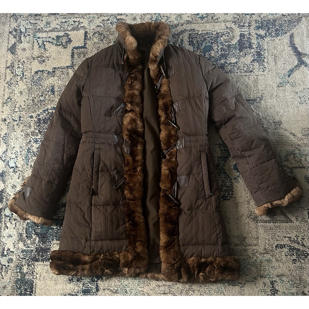 VTG Gordon & Ferguson Down Coat w/ Genuine Rabbit Fur Trim  Fits Like A Medium